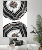 Gray Black White Agate with Rose Gold Glitter #2 #gem #decor by Anita & Bella Jantz on GIANT ART - gray photo illustration