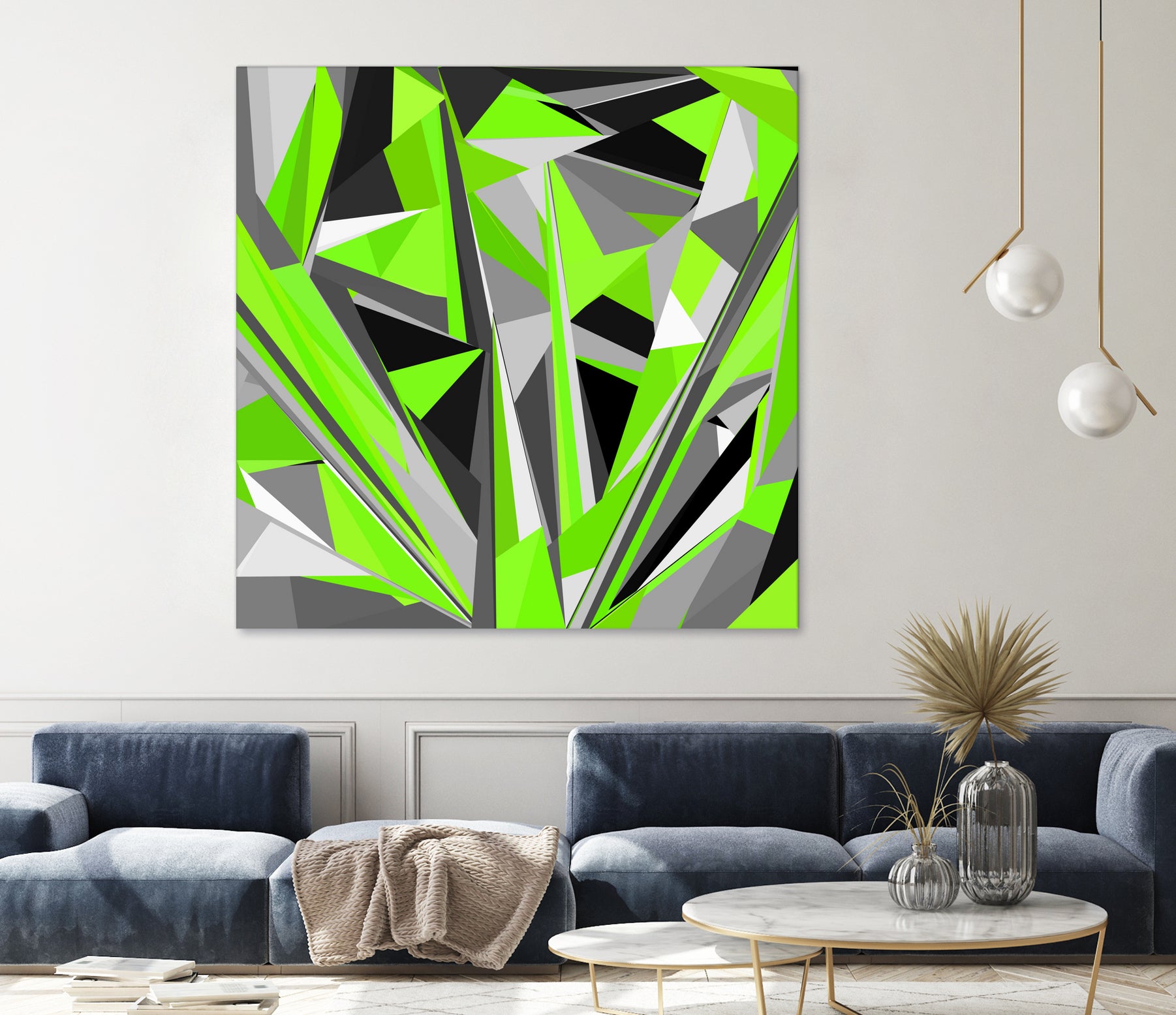 Grey-light-green geometry by Dmitry Chernov on GIANT ART - green digital painting