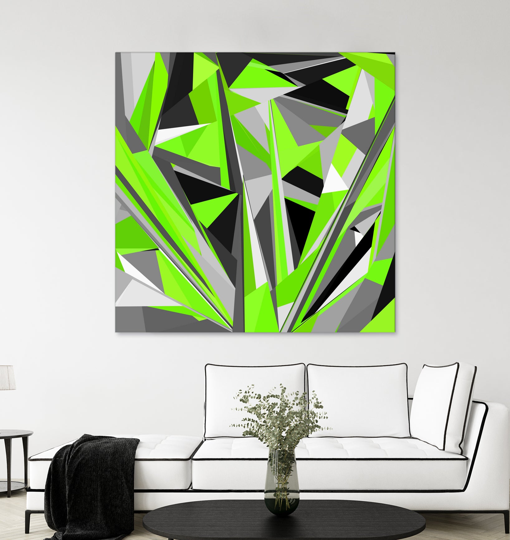 Grey-light-green geometry by Dmitry Chernov on GIANT ART - green digital painting