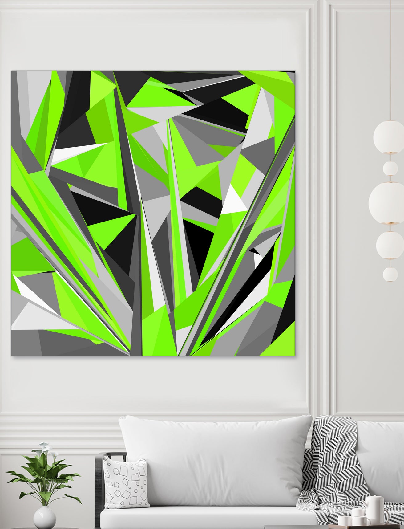 Grey-light-green geometry by Dmitry Chernov on GIANT ART - green digital painting