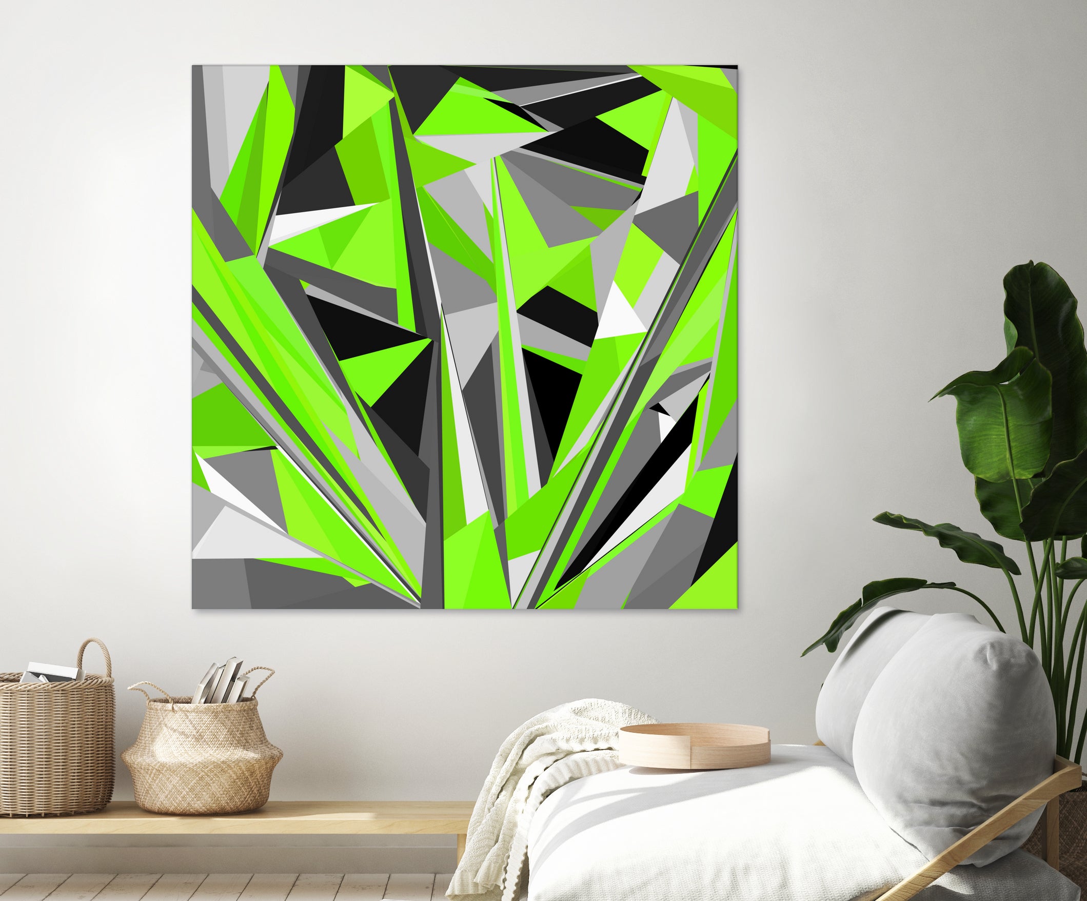 Grey-light-green geometry by Dmitry Chernov on GIANT ART - green digital painting