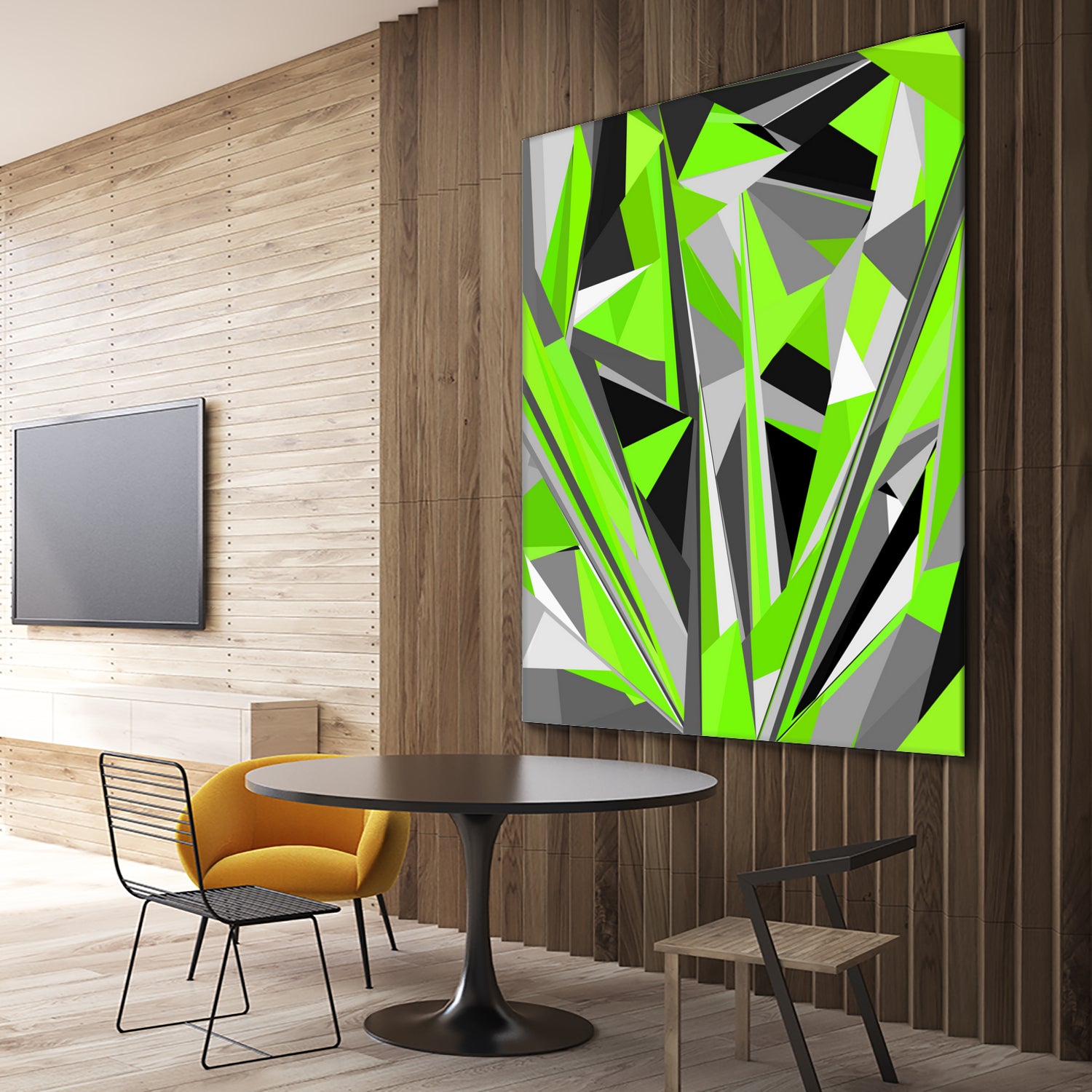 Grey-light-green geometry by Dmitry Chernov on GIANT ART - green digital painting