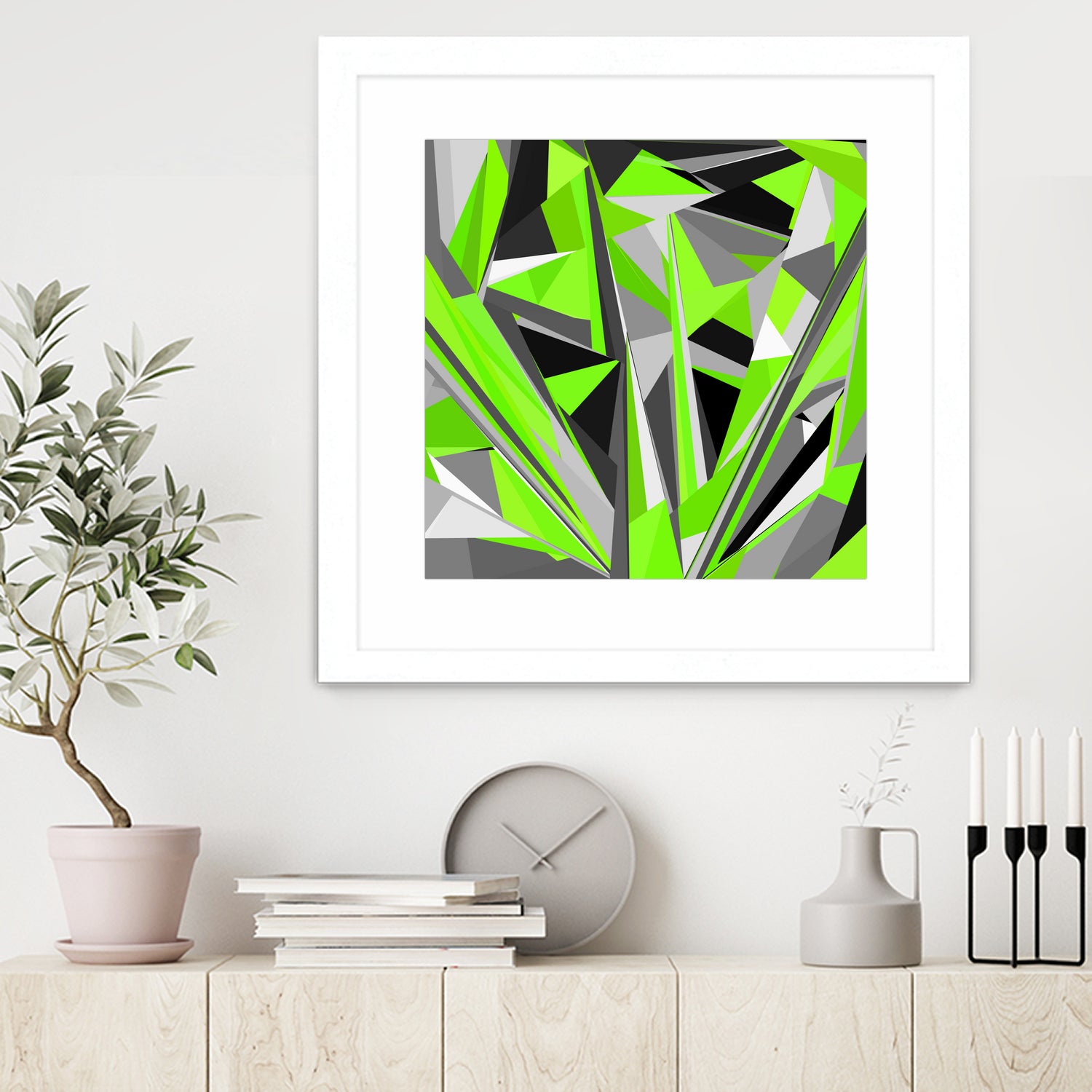 Grey-light-green geometry by Dmitry Chernov on GIANT ART - green digital painting