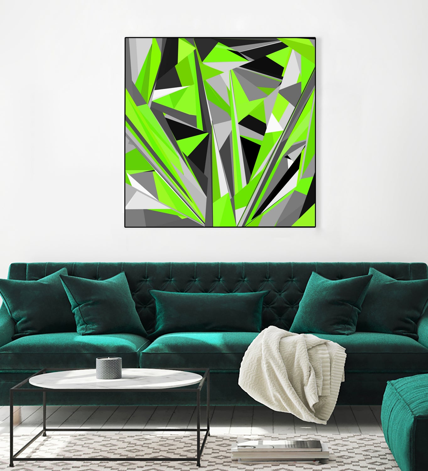 Grey-light-green geometry by Dmitry Chernov on GIANT ART - green digital painting