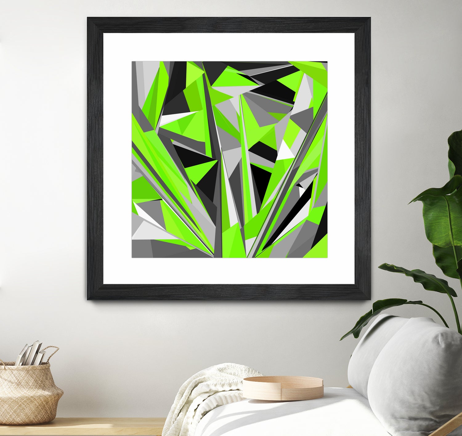 Grey-light-green geometry by Dmitry Chernov on GIANT ART - green digital painting