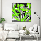 Grey-light-green geometry by Dmitry Chernov on GIANT ART - green digital painting