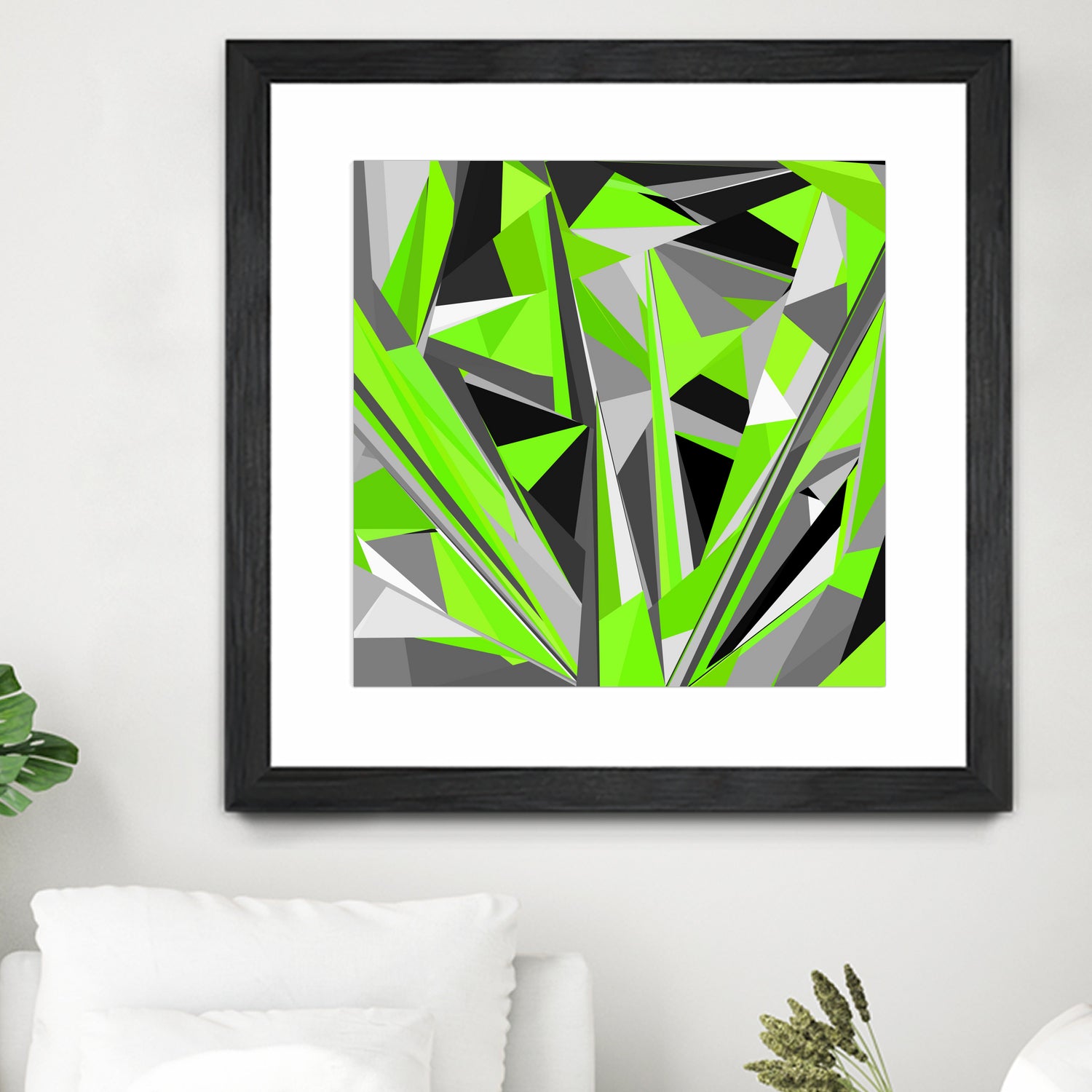 Grey-light-green geometry by Dmitry Chernov on GIANT ART - green digital painting