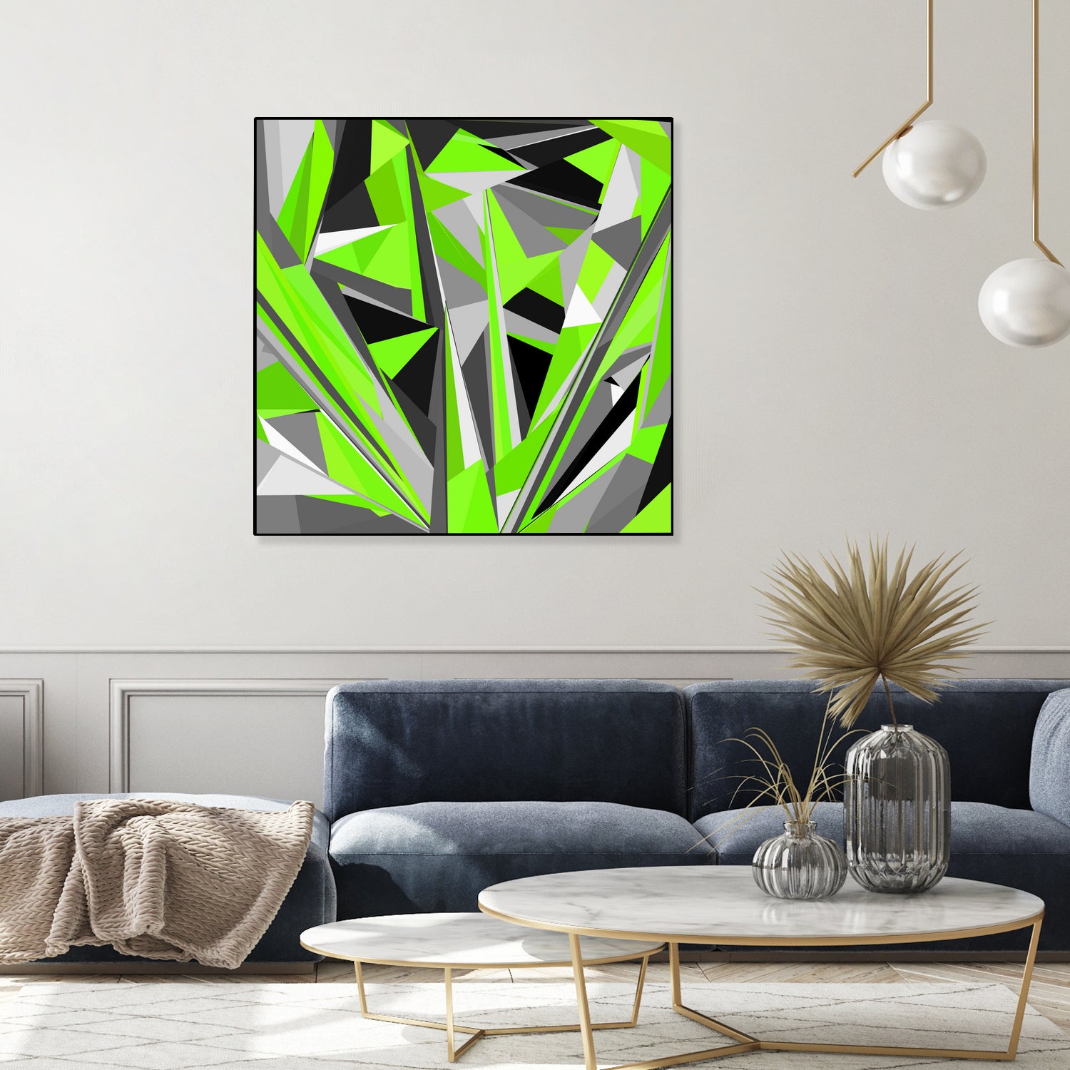 Grey-light-green geometry by Dmitry Chernov on GIANT ART - green digital painting