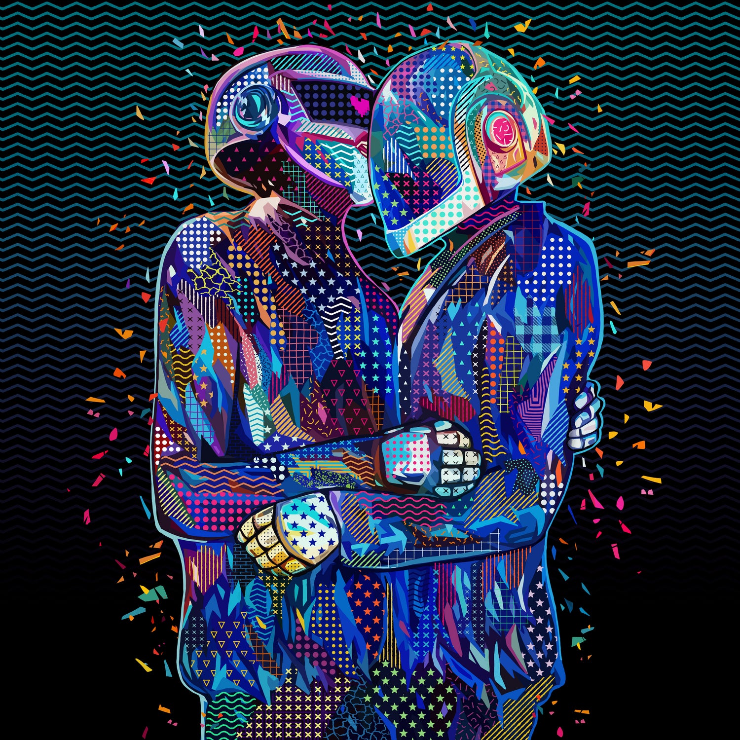 Pop Daft Punk by Alessandro Pautasso on GIANT ART - black digital painting