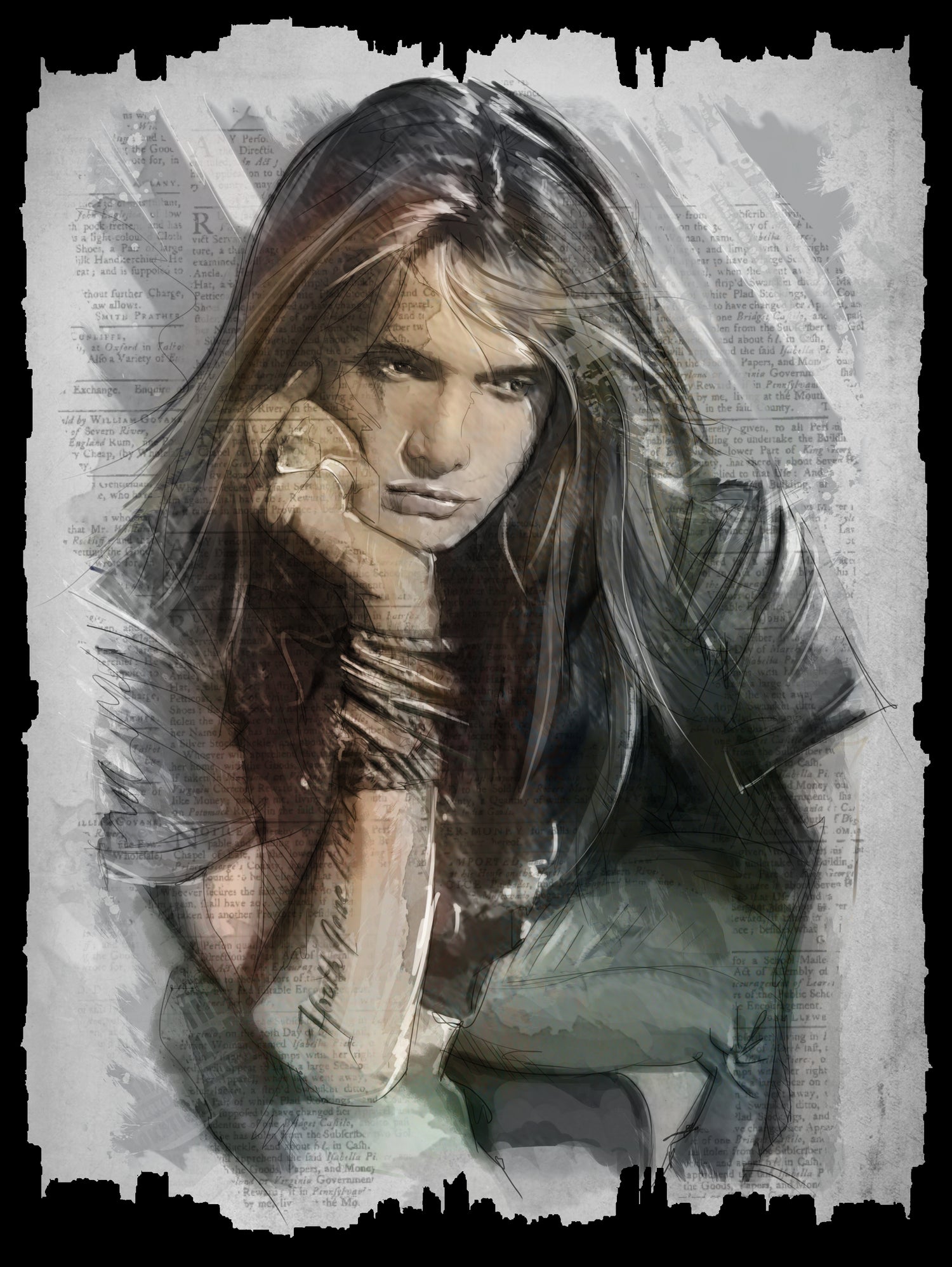 Sebastian Bach - Skid Row by Claudio Tosi on GIANT ART - blue digital painting