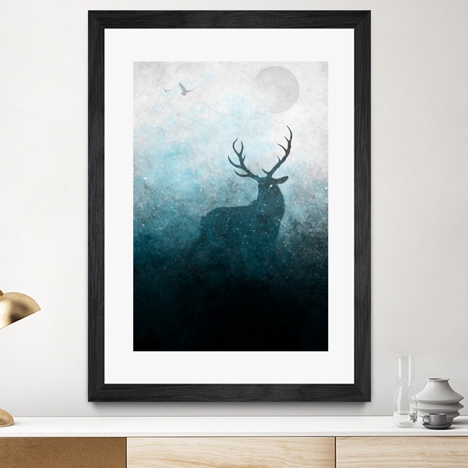 Space Stag Silhouette by Frank Donato on GIANT ART - white digital painting