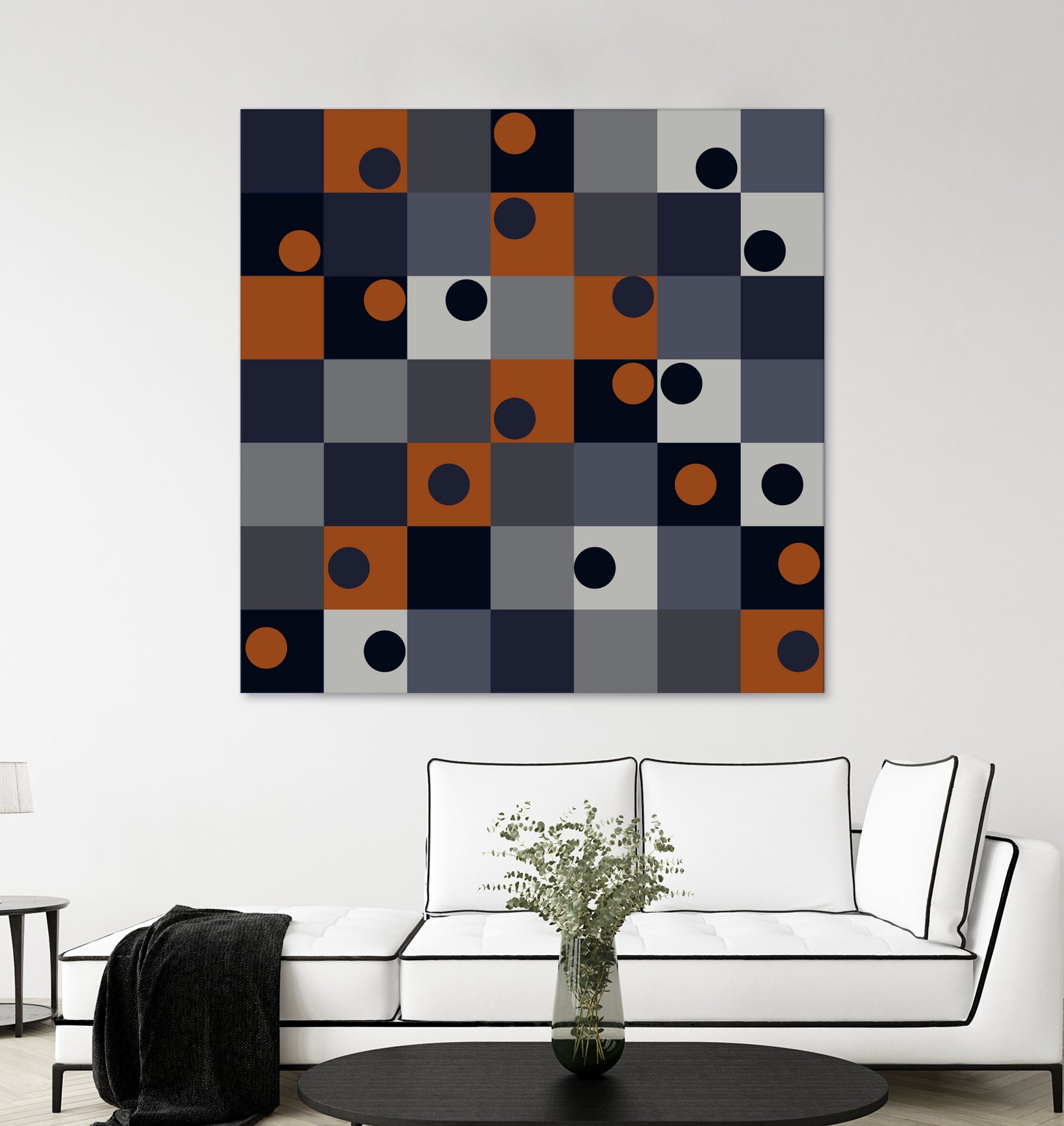 Navy & Rust Squares and Circles by Blerta Karahoda on GIANT ART - blue digital drawing