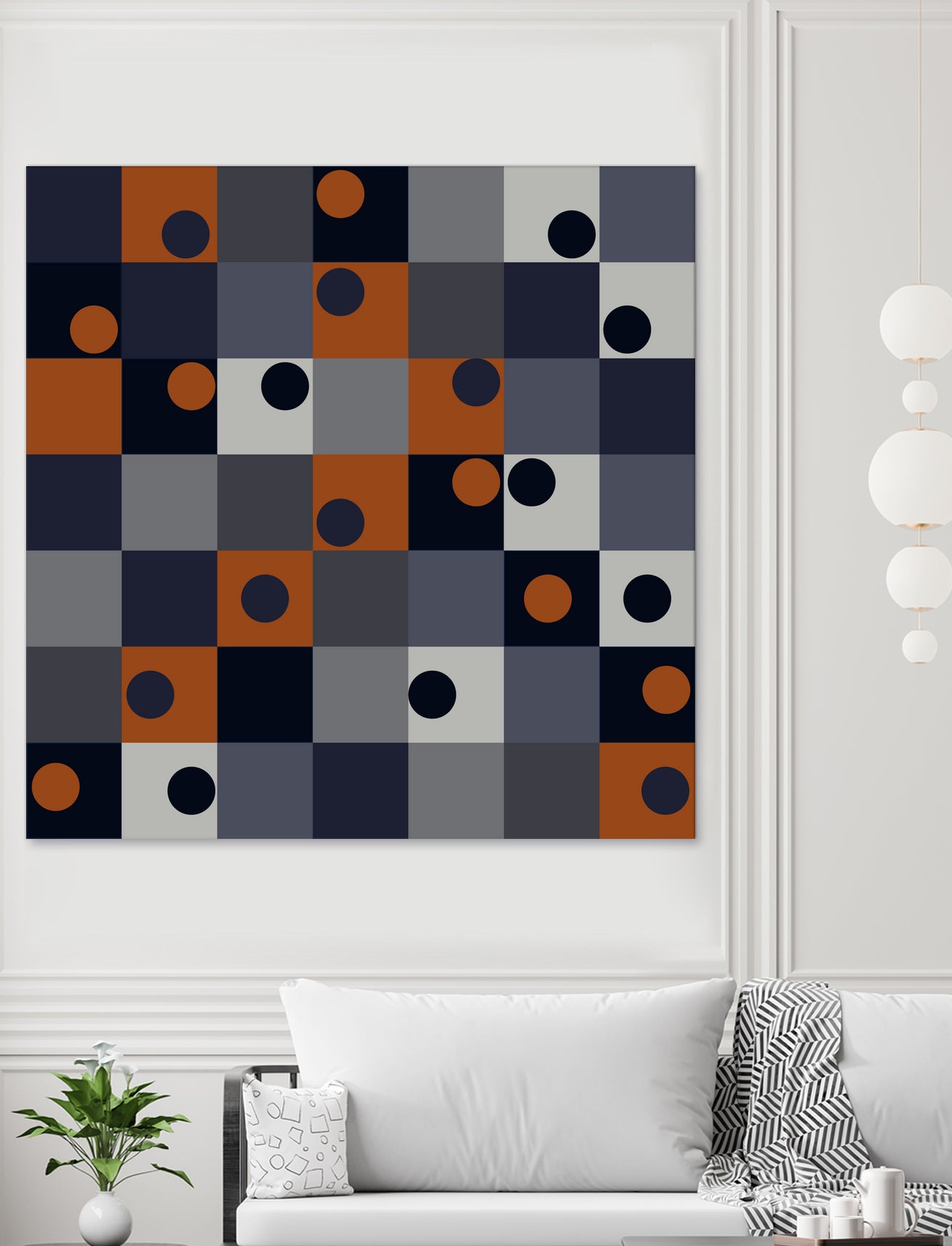 Navy & Rust Squares and Circles by Blerta Karahoda on GIANT ART - blue digital drawing