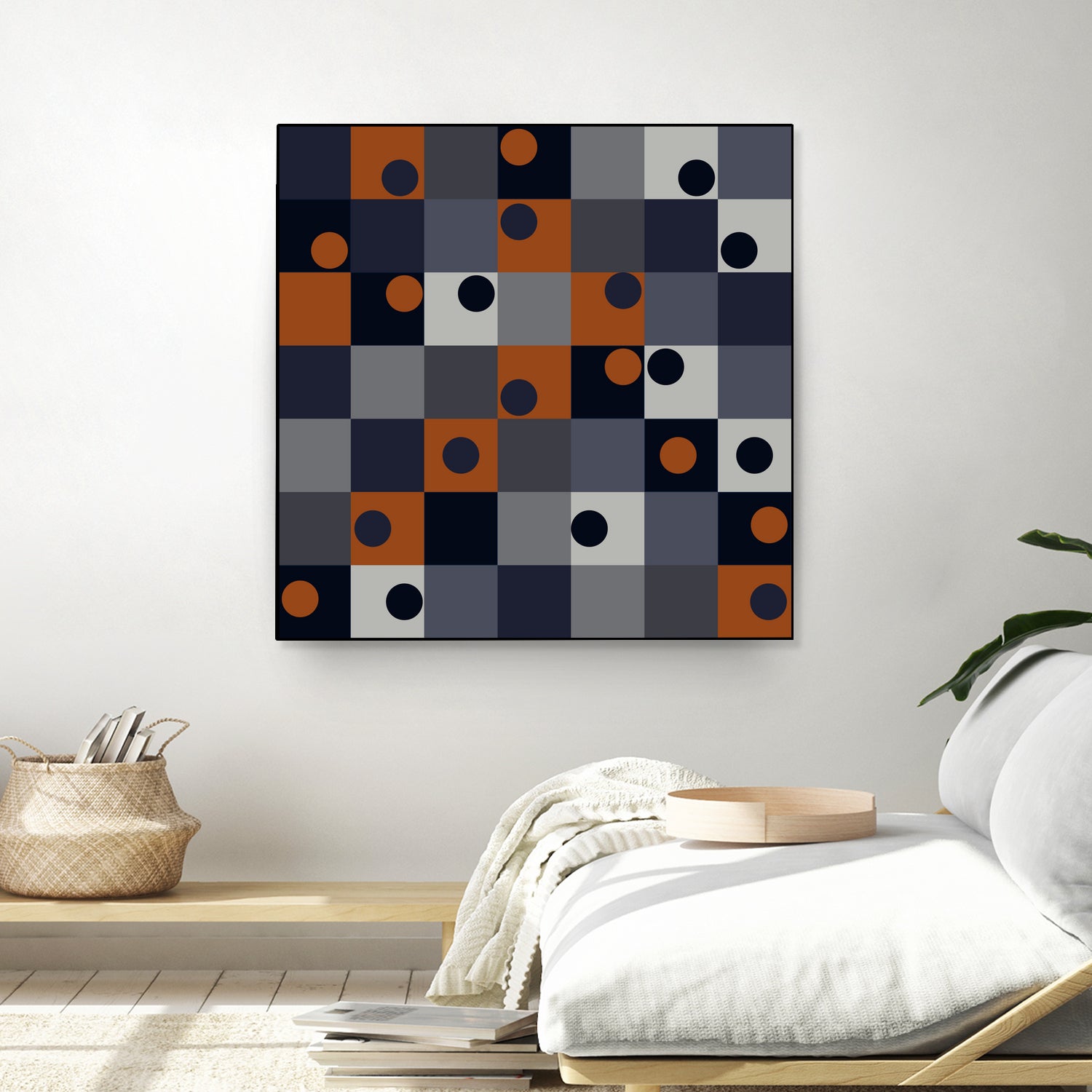 Navy & Rust Squares and Circles by Blerta Karahoda on GIANT ART - blue digital drawing