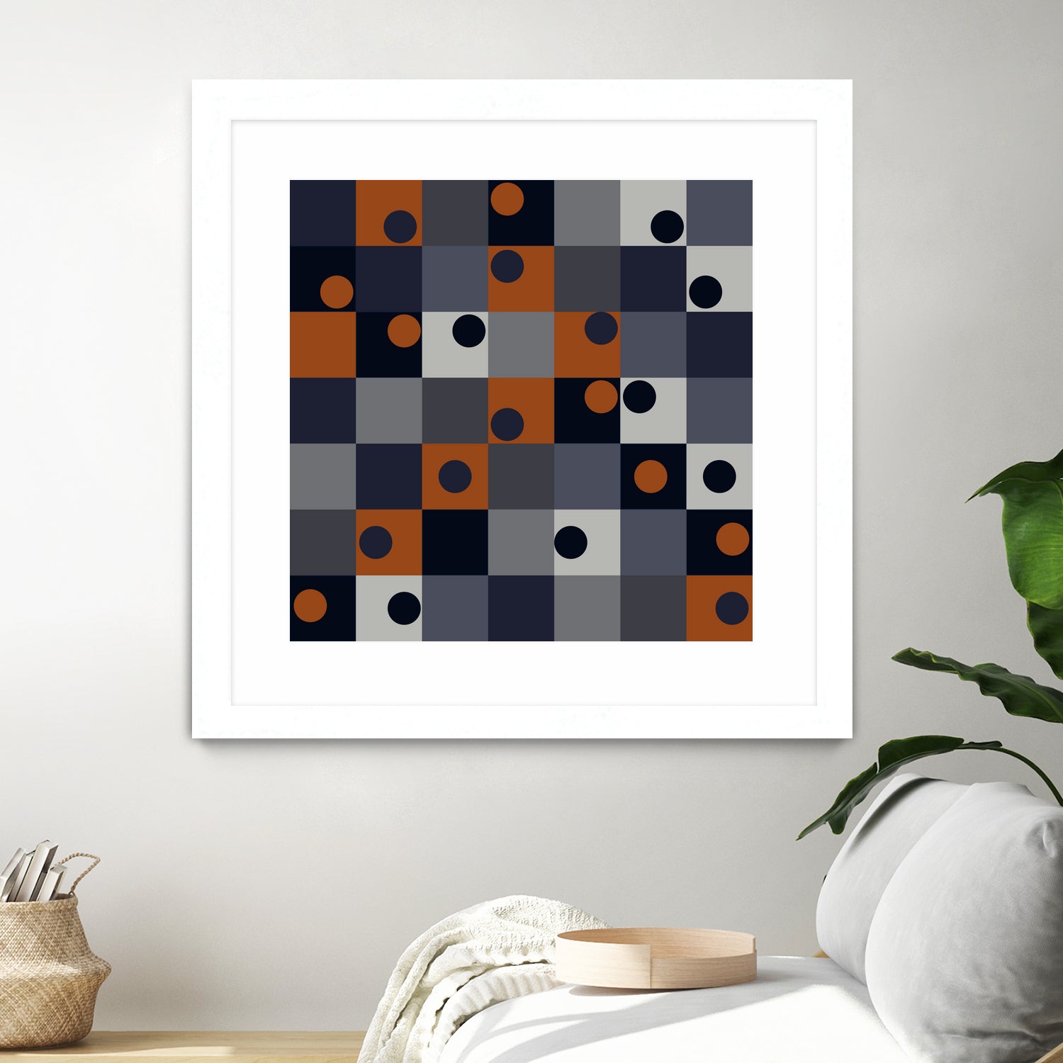 Navy & Rust Squares and Circles by Blerta Karahoda on GIANT ART - blue digital drawing