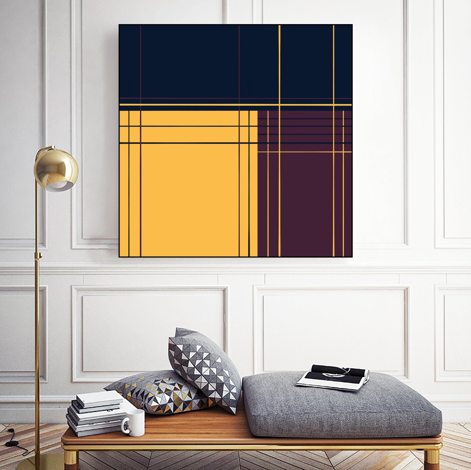 Abstract graphic I Dark blue Purple Yellow by Blerta Karahoda on GIANT ART - yellow digital drawing