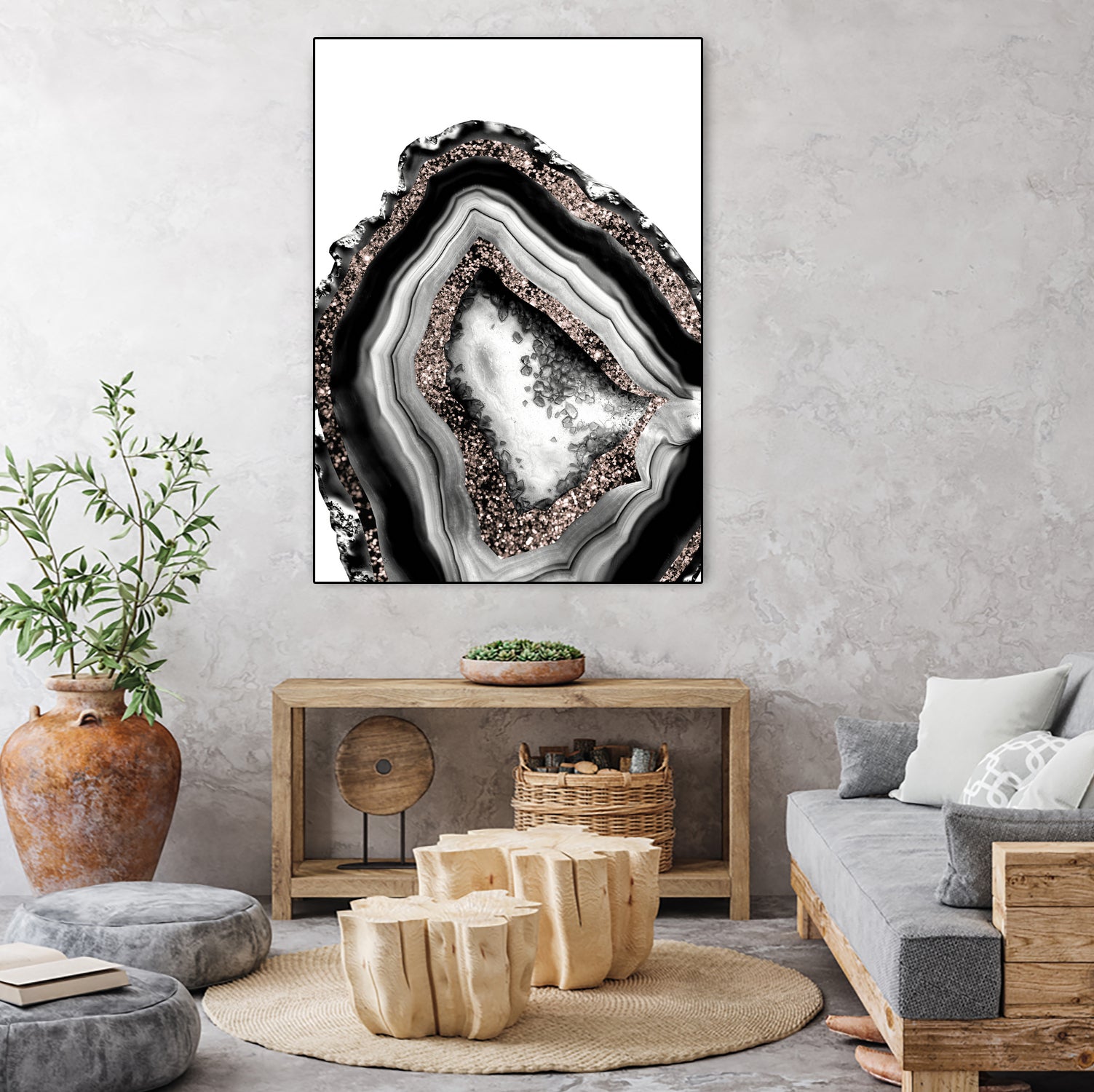 Agate Rose Gold Glitter Glam #4 #gem #decor #art by Anita & Bella Jantz on GIANT ART - gray photo illustration