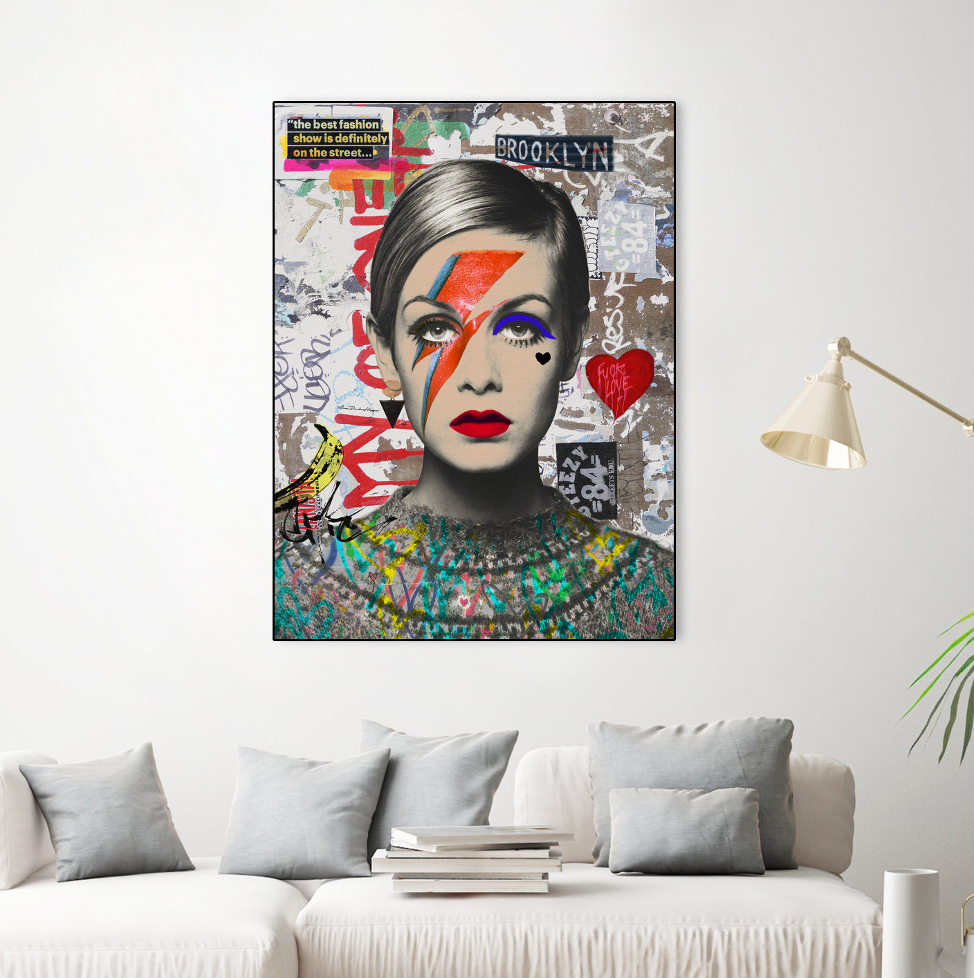 Twiggy street art by Ana Paula Hoppe on GIANT ART - red photo illustration