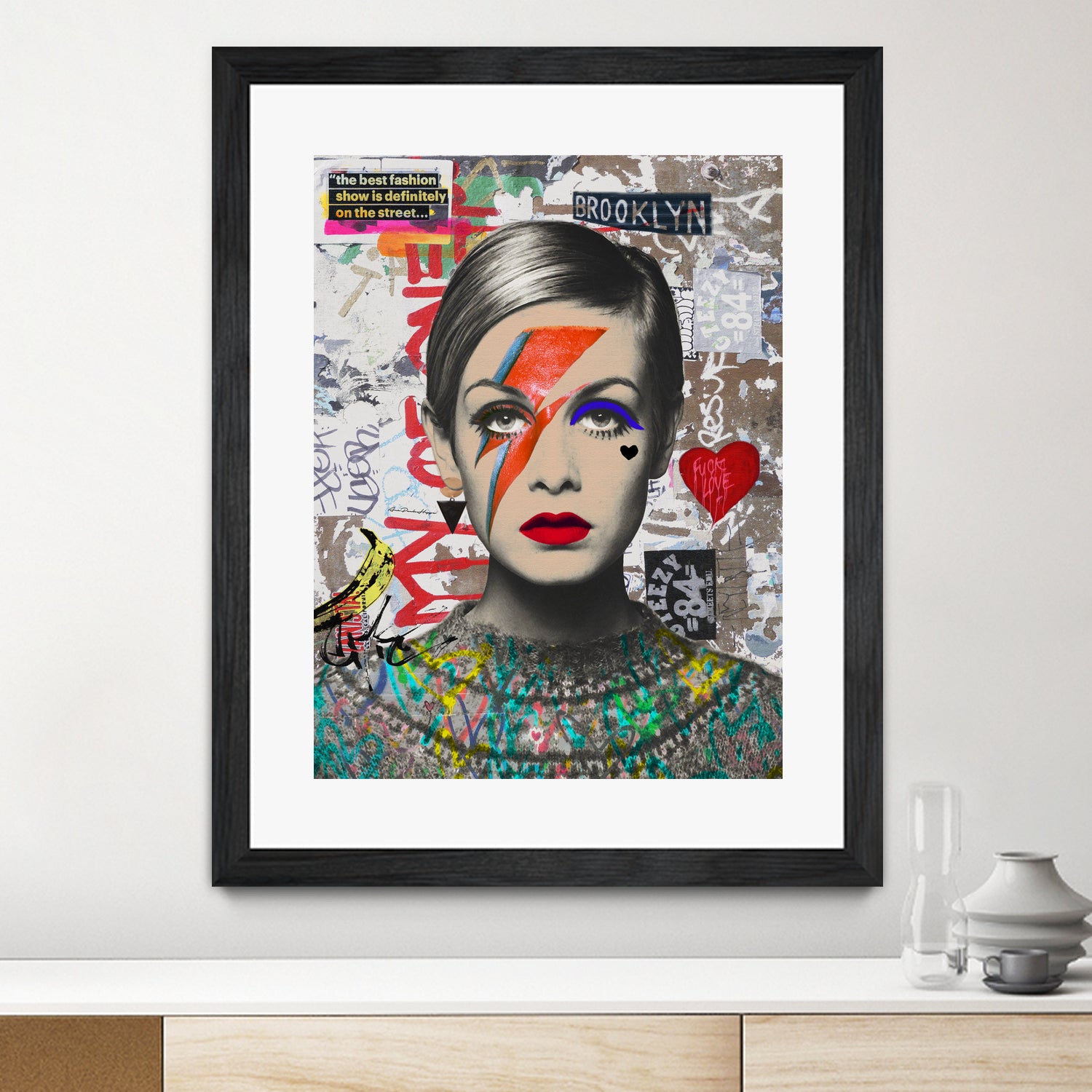 Twiggy street art by Ana Paula Hoppe on GIANT ART - red photo illustration