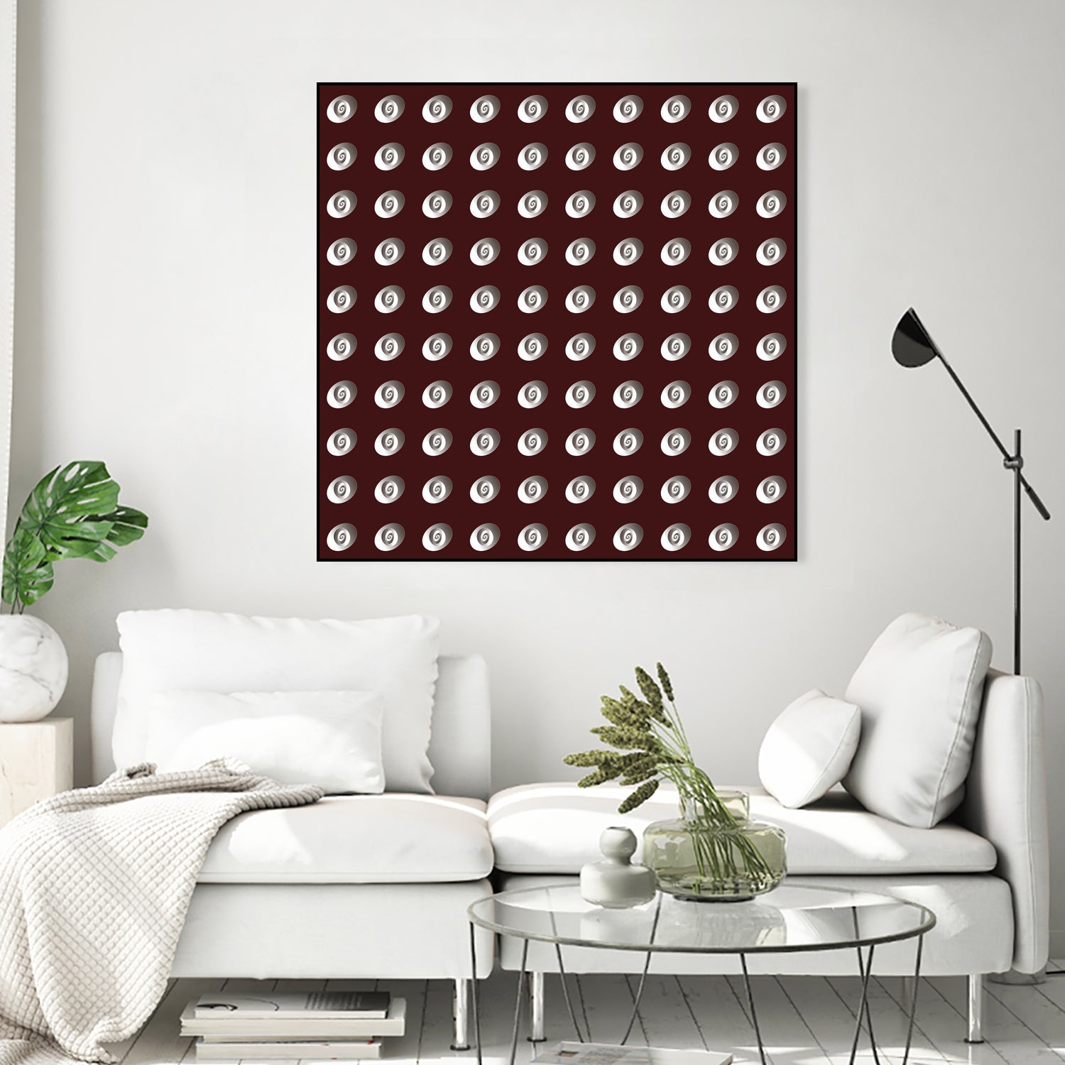 shell shape on dark burgundy bkg by Ramona Masut on GIANT ART - red digital drawing