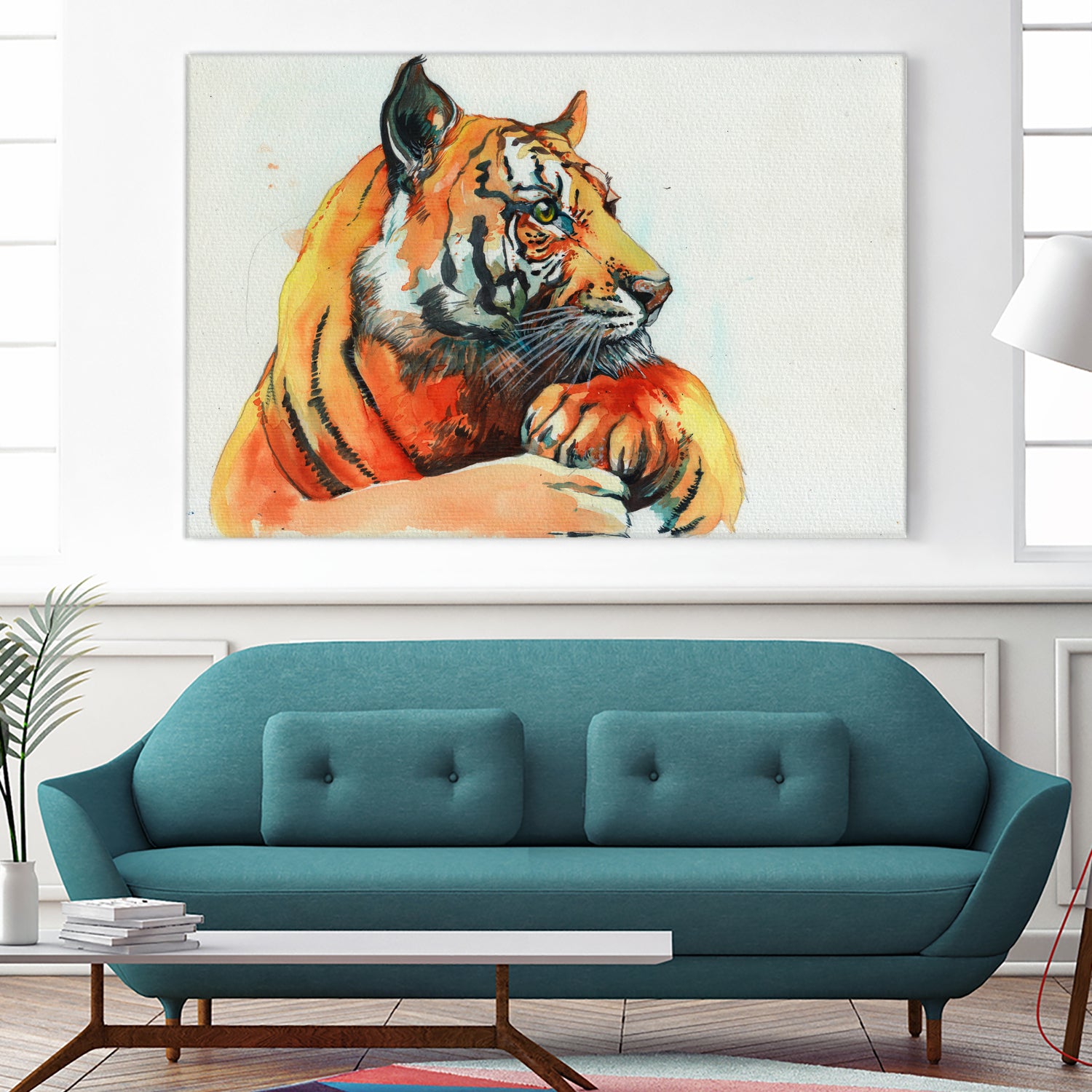 TIGER-THE-HUNTER by VICTOR ABARCA on GIANT ART - green mixed media