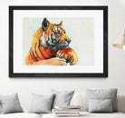 TIGER-THE-HUNTER by VICTOR ABARCA on GIANT ART - green mixed media