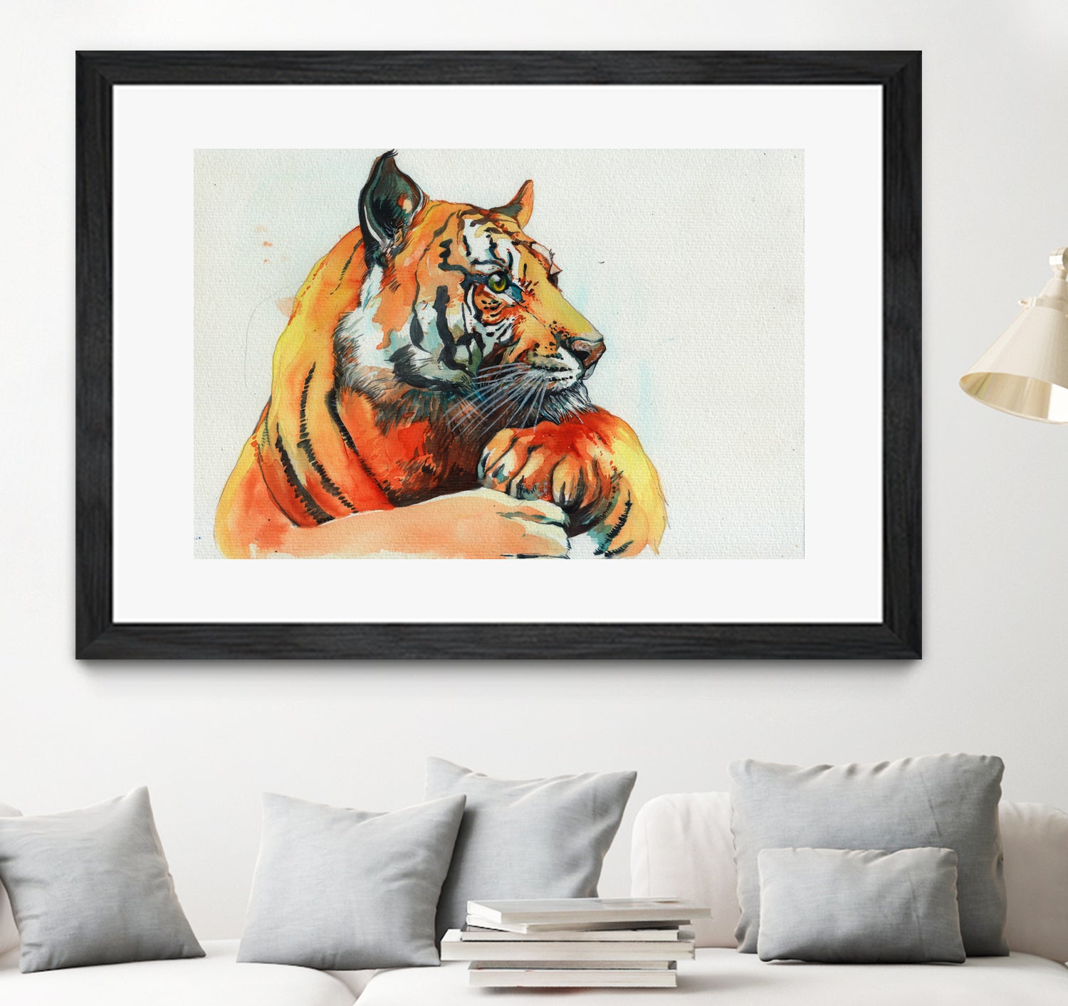 TIGER-THE-HUNTER by VICTOR ABARCA on GIANT ART - green mixed media