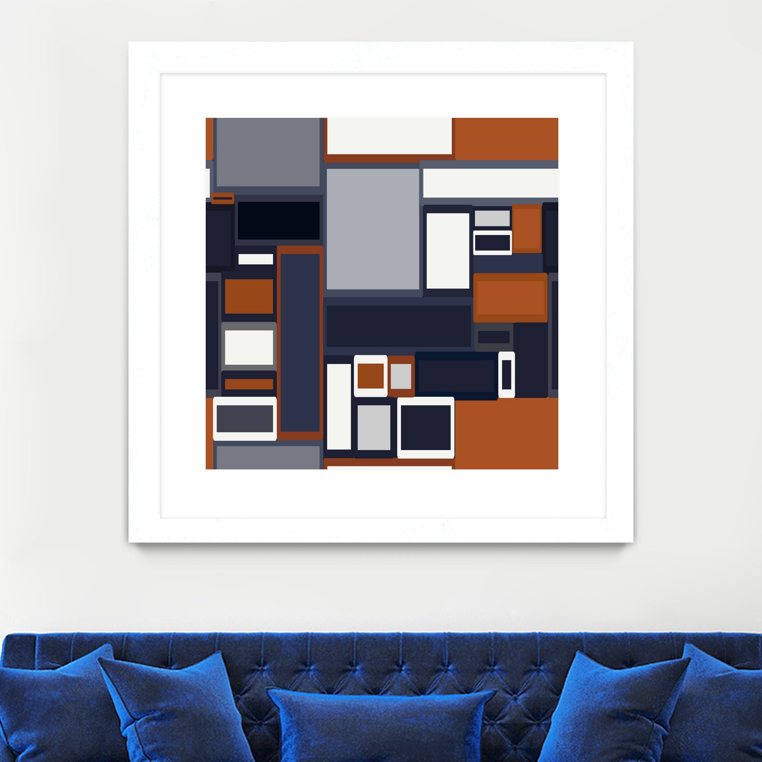 Navy & Rust Mid Century by Blerta Karahoda on GIANT ART - blue digital drawing