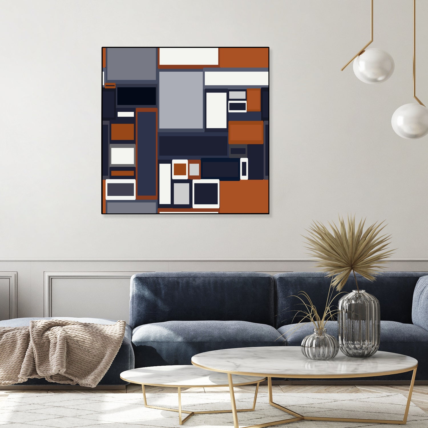 Navy & Rust Mid Century by Blerta Karahoda on GIANT ART - blue digital drawing