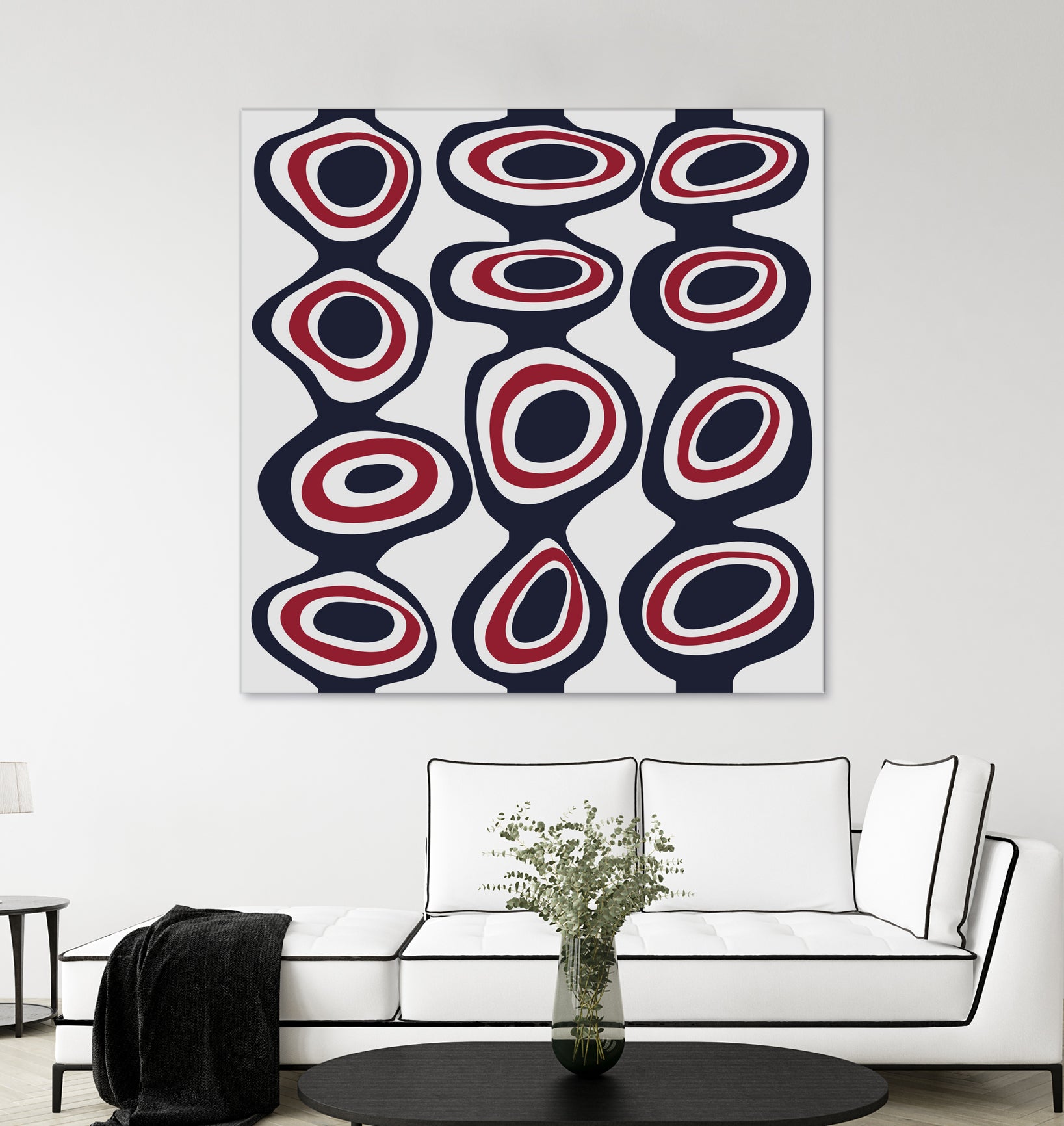 Cells - Navy Red by Blerta Karahoda on GIANT ART - blue digital painting