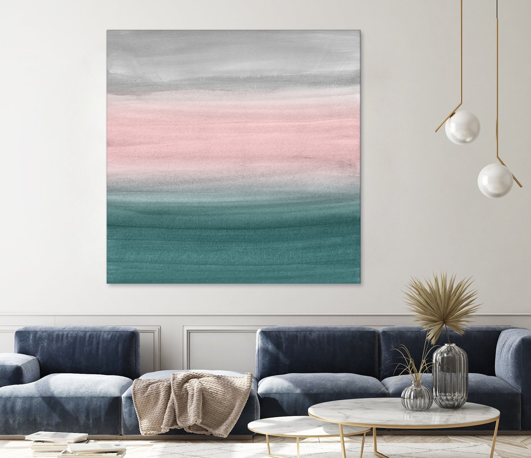 Touching Teal Blush Gray Watercolor Abstract #1 #painting by Anita & Bella Jantz on GIANT ART - green digital painting