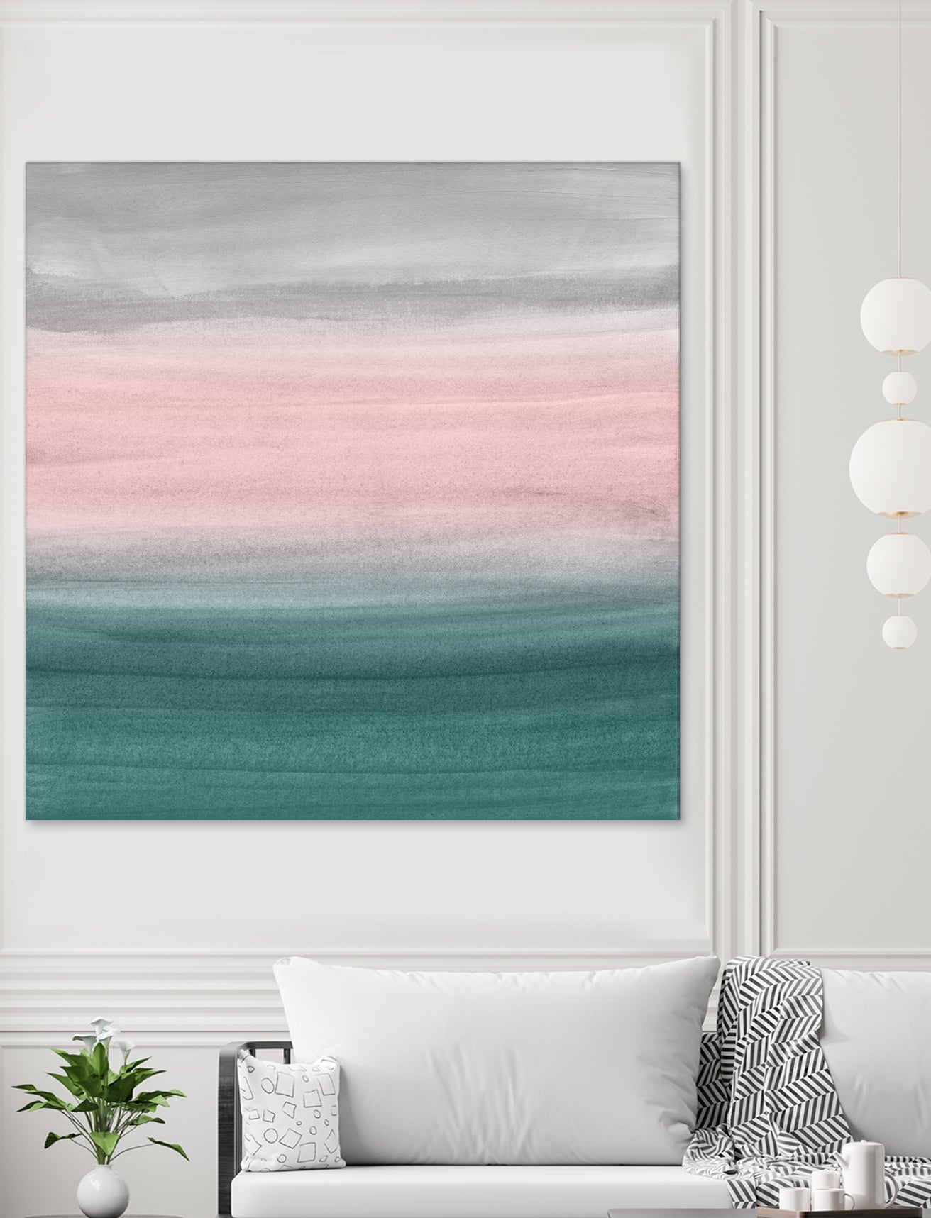 Touching Teal Blush Gray Watercolor Abstract #1 #painting by Anita & Bella Jantz on GIANT ART - green digital painting