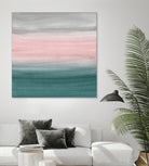 Touching Teal Blush Gray Watercolor Abstract #1 #painting by Anita & Bella Jantz on GIANT ART - green digital painting