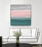 Touching Teal Blush Gray Watercolor Abstract #1 #painting by Anita & Bella Jantz on GIANT ART - green digital painting