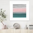 Touching Teal Blush Gray Watercolor Abstract #1 #painting by Anita & Bella Jantz on GIANT ART - green digital painting