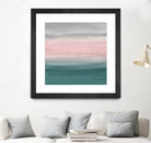 Touching Teal Blush Gray Watercolor Abstract #1 #painting by Anita & Bella Jantz on GIANT ART - green digital painting