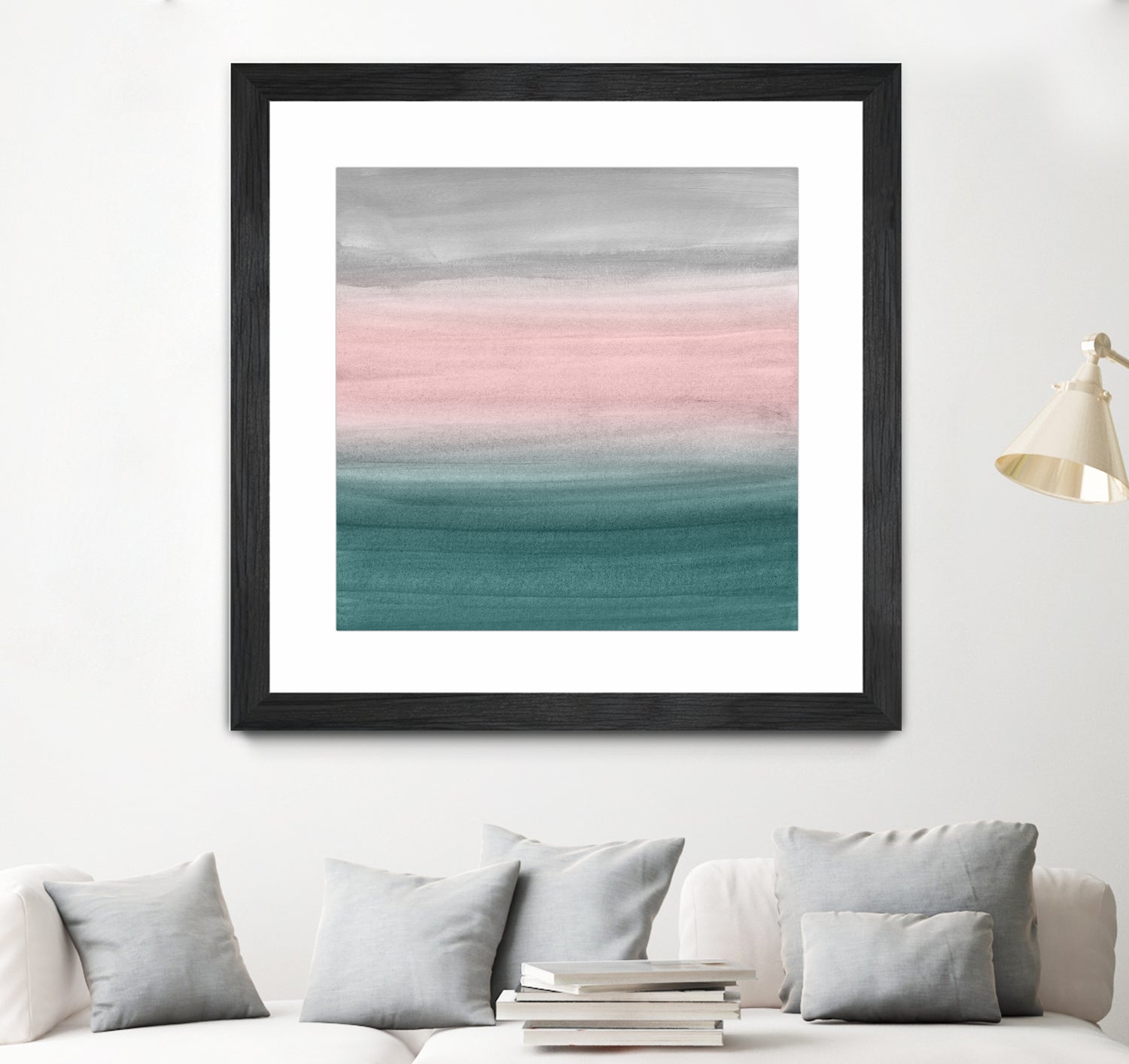 Touching Teal Blush Gray Watercolor Abstract #1 #painting by Anita & Bella Jantz on GIANT ART - green digital painting