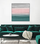 Touching Teal Blush Gray Watercolor Abstract #1 #painting by Anita & Bella Jantz on GIANT ART - green digital painting