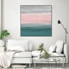 Touching Teal Blush Gray Watercolor Abstract #1 #painting by Anita & Bella Jantz on GIANT ART - green digital painting