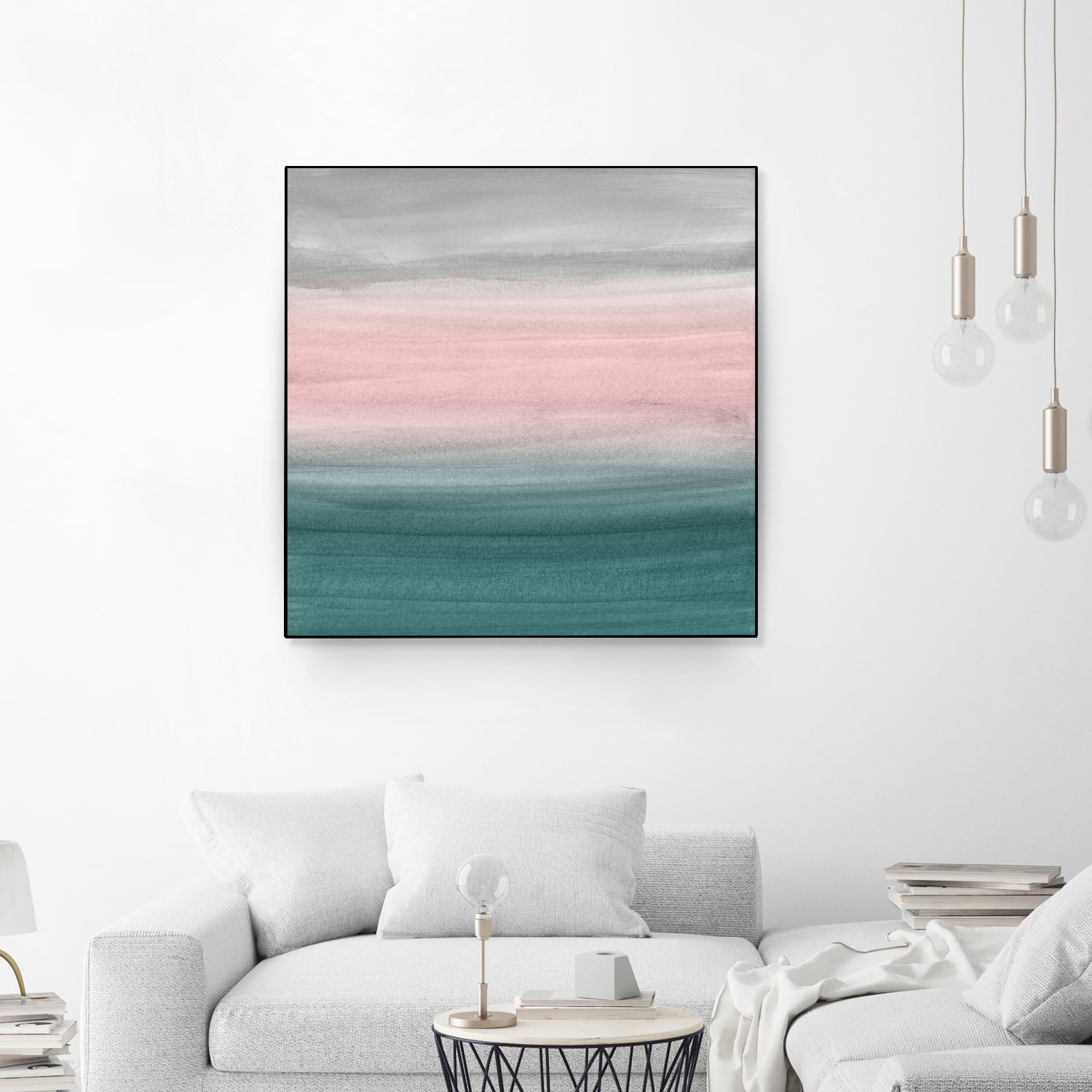 Touching Teal Blush Gray Watercolor Abstract #1 #painting by Anita & Bella Jantz on GIANT ART - green digital painting