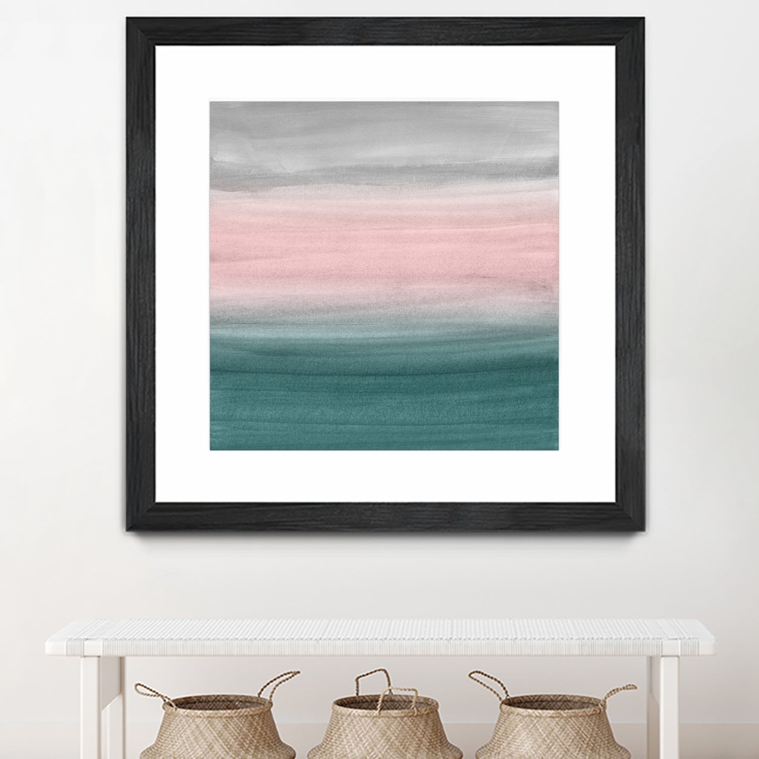 Touching Teal Blush Gray Watercolor Abstract #1 #painting by Anita & Bella Jantz on GIANT ART - green digital painting