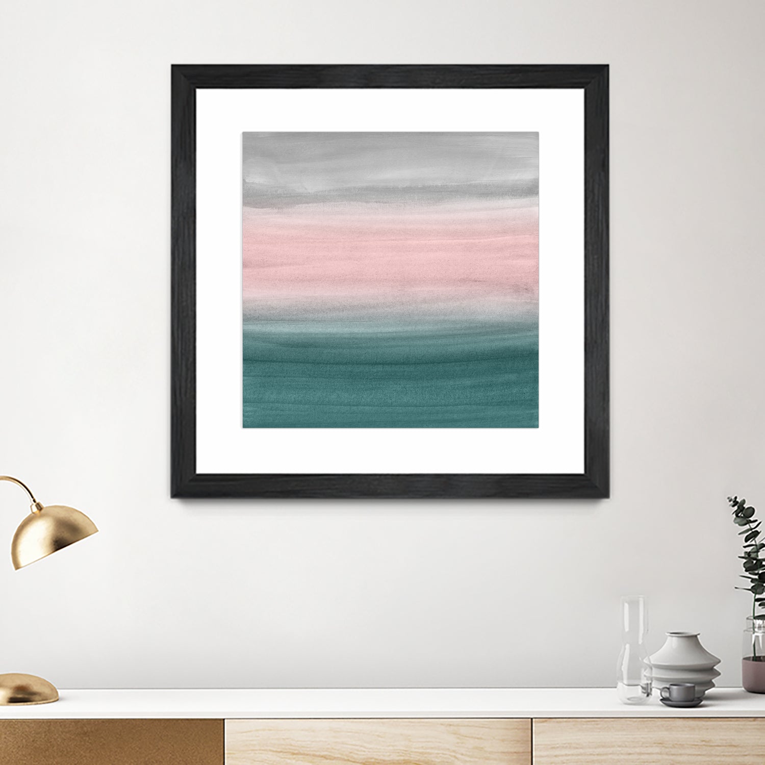 Touching Teal Blush Gray Watercolor Abstract #1 #painting by Anita & Bella Jantz on GIANT ART - green digital painting