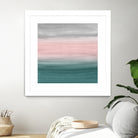 Touching Teal Blush Gray Watercolor Abstract #1 #painting by Anita & Bella Jantz on GIANT ART - green digital painting