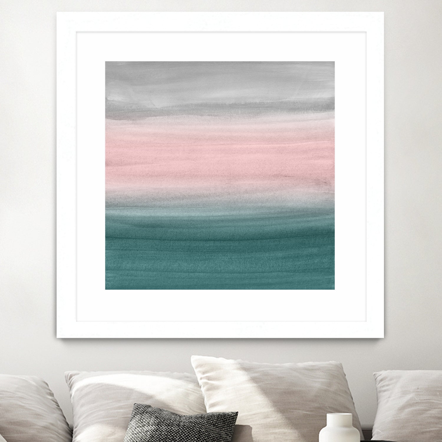 Touching Teal Blush Gray Watercolor Abstract #1 #painting by Anita & Bella Jantz on GIANT ART - green digital painting