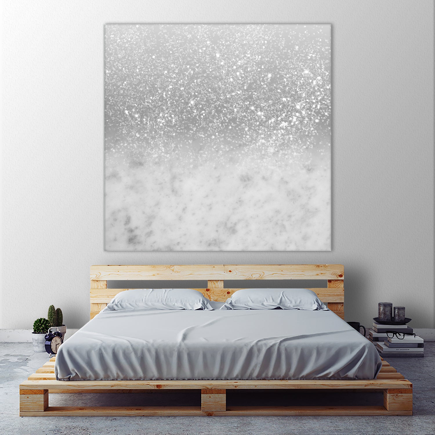 White Marble Silver Ombre Glitter Glam #1 #shiny #gem #decor by Anita & Bella Jantz on GIANT ART - gray photo illustration