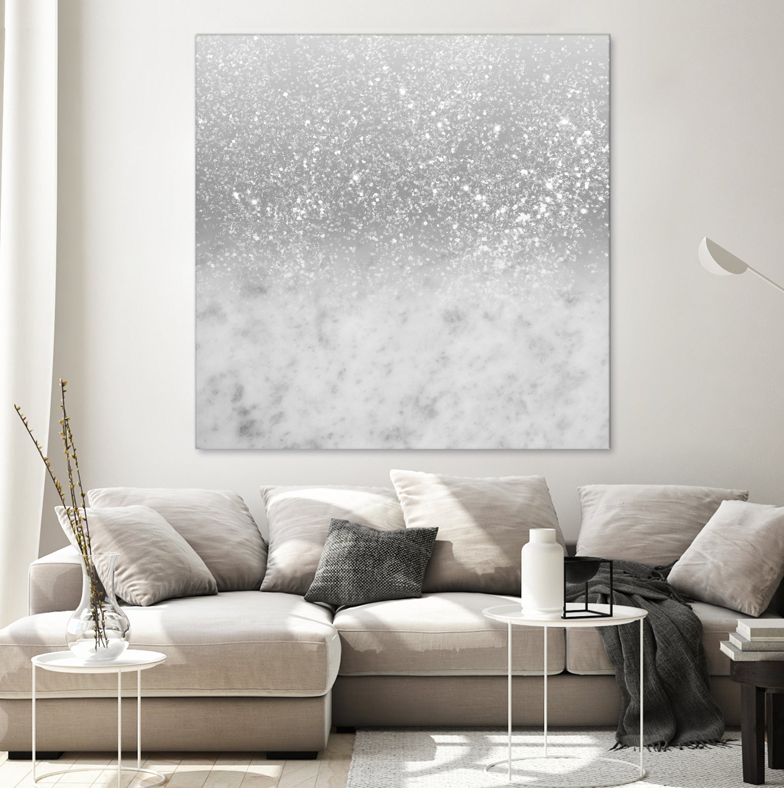 White Marble Silver Ombre Glitter Glam #1 #shiny #gem #decor by Anita & Bella Jantz on GIANT ART - gray photo illustration