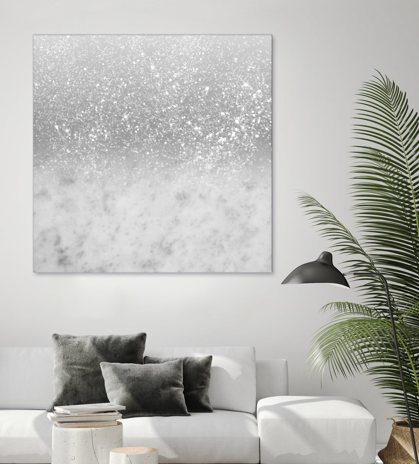 White Marble Silver Ombre Glitter Glam #1 #shiny #gem #decor by Anita & Bella Jantz on GIANT ART - gray photo illustration