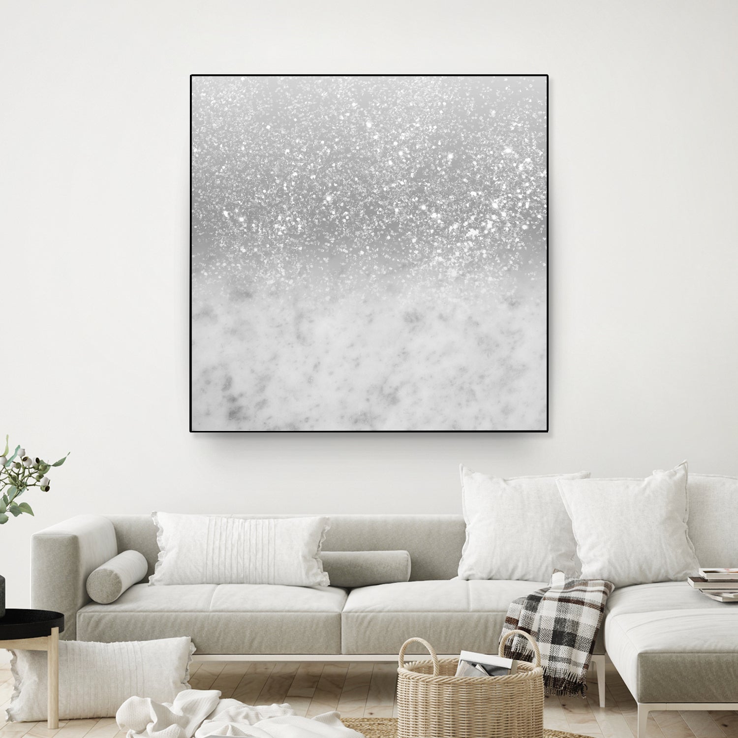 White Marble Silver Ombre Glitter Glam #1 #shiny #gem #decor by Anita & Bella Jantz on GIANT ART - gray photo illustration