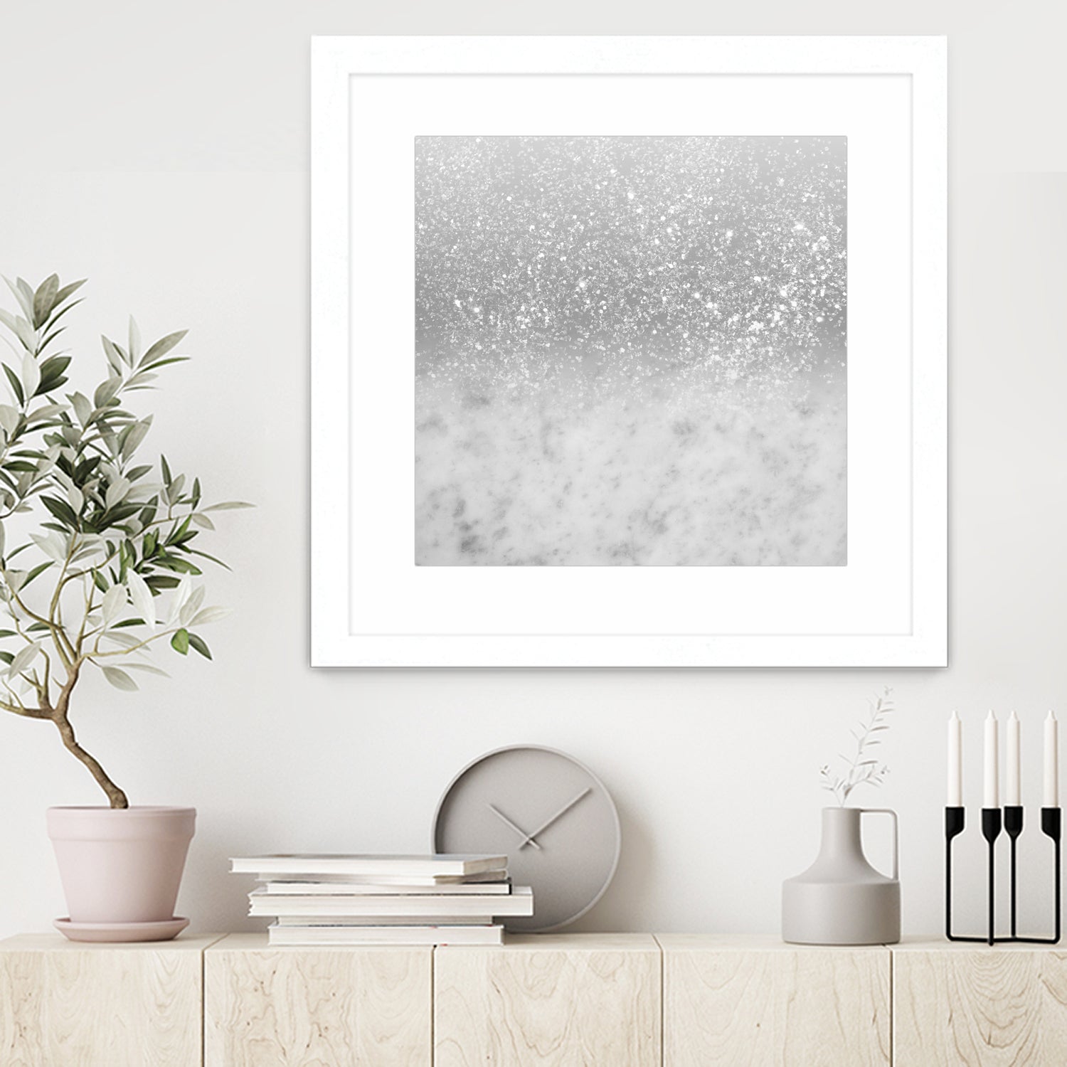 White Marble Silver Ombre Glitter Glam #1 #shiny #gem #decor by Anita & Bella Jantz on GIANT ART - gray photo illustration