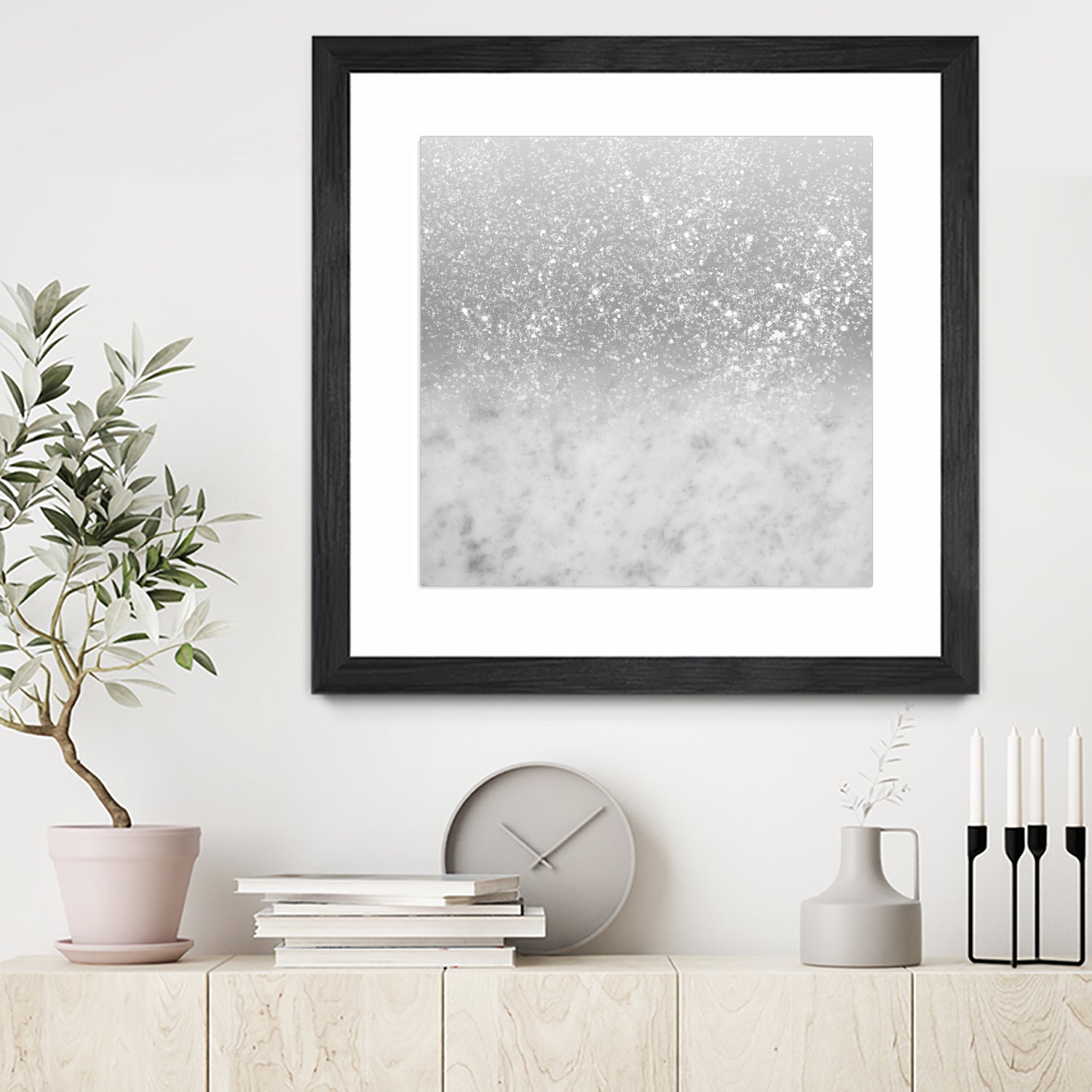 White Marble Silver Ombre Glitter Glam #1 #shiny #gem #decor by Anita & Bella Jantz on GIANT ART - gray photo illustration